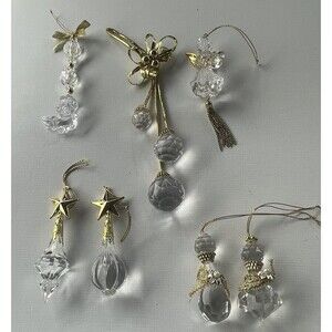 Lot of 7 Vintage Handmade Acrylic Angels Christmas Ornaments Angels Stars